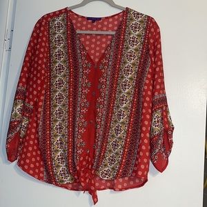 Red Loose Fitting Blouse